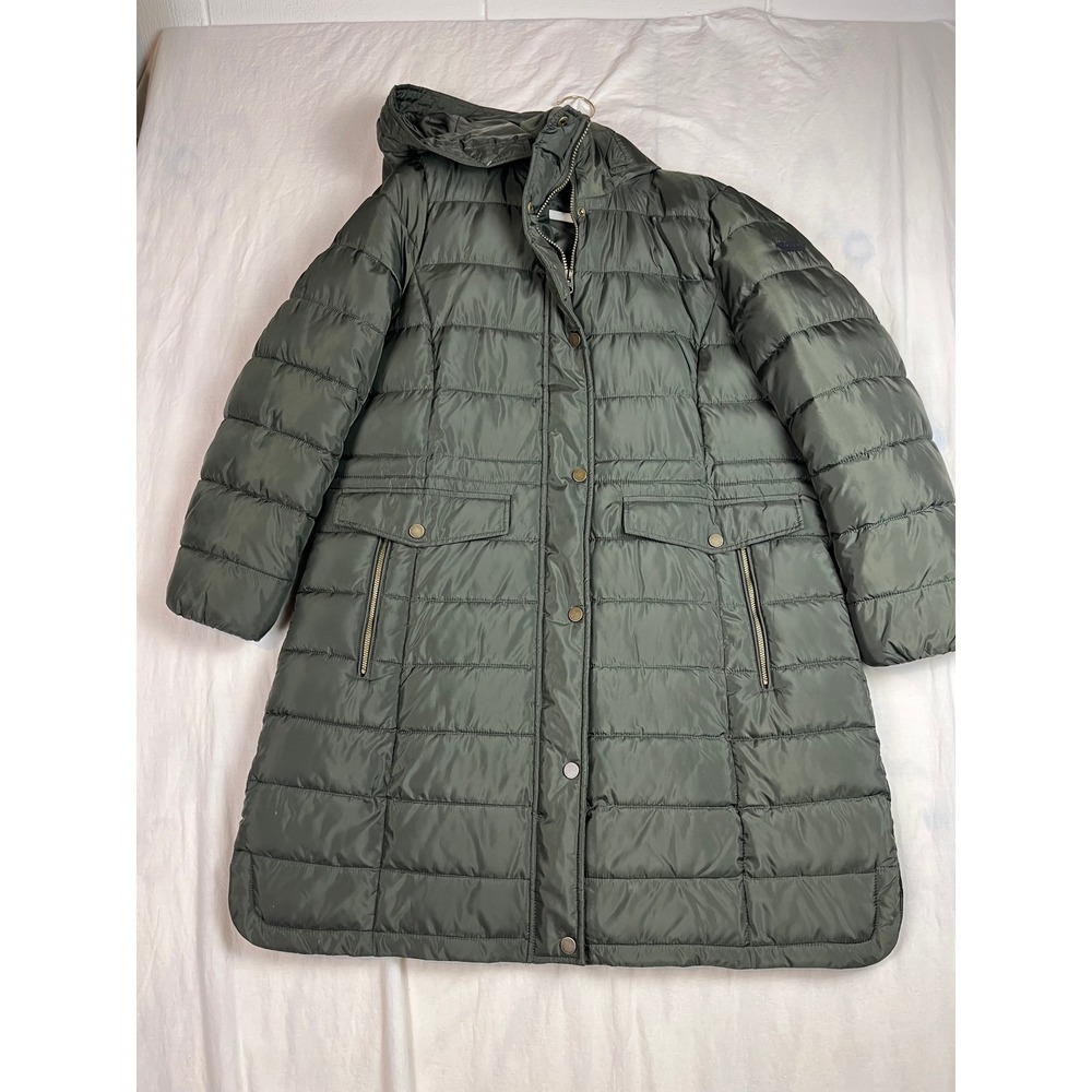 Lucky‎ Brand Womens Olive Green Quilted Hooded Puffer Coat Parka Jacket XL